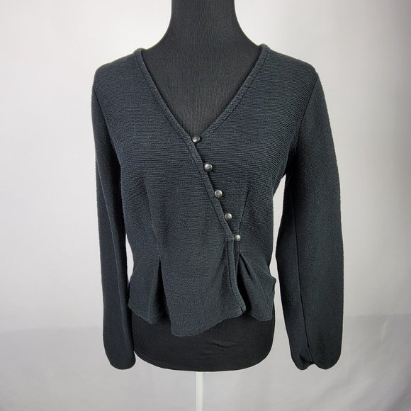 Madewell Sweaters - Texture  Thread Madewell Cropped Cardigan Sweater Long Sleeve V-Neck Black Sz M